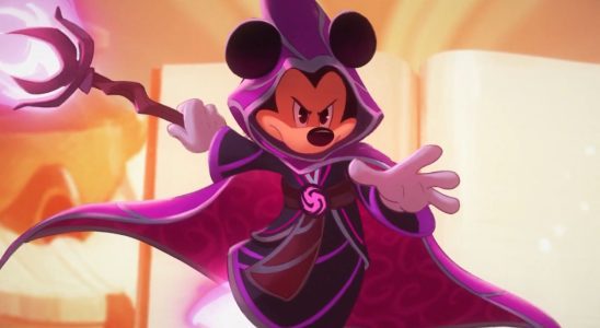 Mickey Mouse in full mage gear.