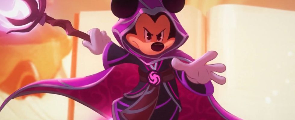 Mickey Mouse in full mage gear.