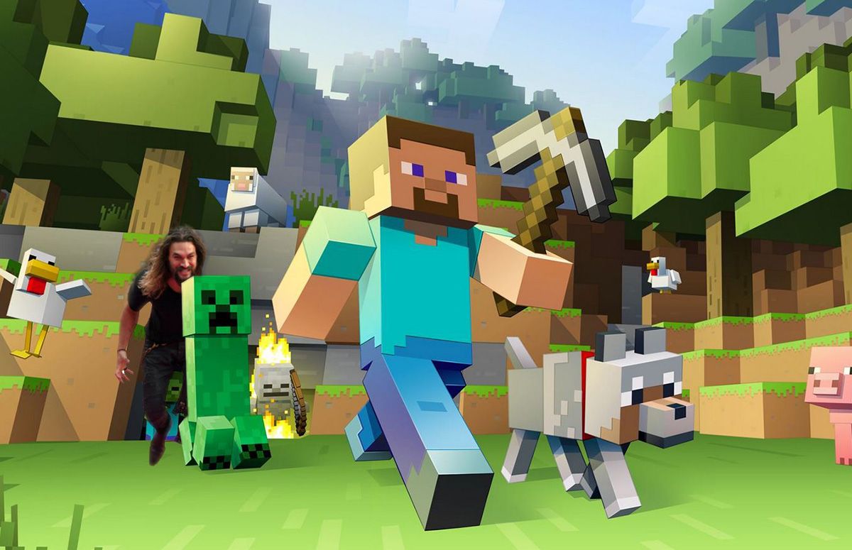 Jason Momoa sneaking into Minecraft