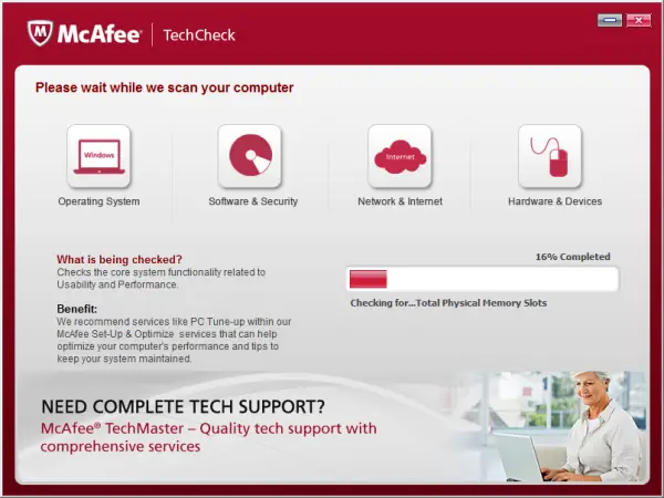 Exécutez l'utilitaire McAfee TechCheck