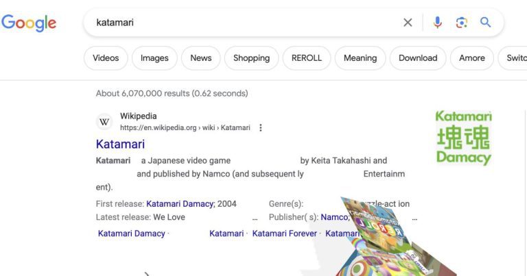 L’oeuf de Pâques « Katamari Damacy » de Google vous permet d’enrouler vos résultats de recherche