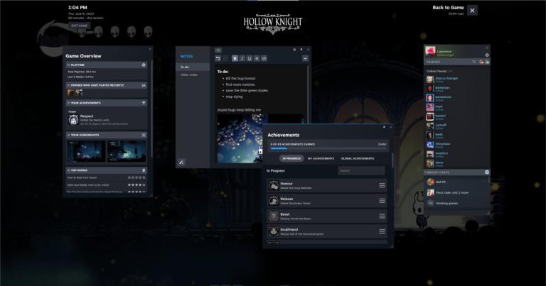 Notifications de révision de Steam, éléments d’interface utilisateur et superposition dans le jeu