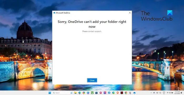 Réparer Désolé, OneDrive ne peut pas ajouter votre dossier pour le moment erreur