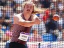 Ethan Katzberg du Canada participe à la finale masculine du lancer du marteau aux Jeux du Commonwealth de 2022.