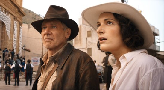 (L-R): Indiana Jones (Harrison Ford) and Helena (Phoebe Waller-Bridge) in Lucasfilm's INDIANA JONES AND THE DIAL OF DESTINY. ©2023 Lucasfilm Ltd. & TM. All Rights Reserved.