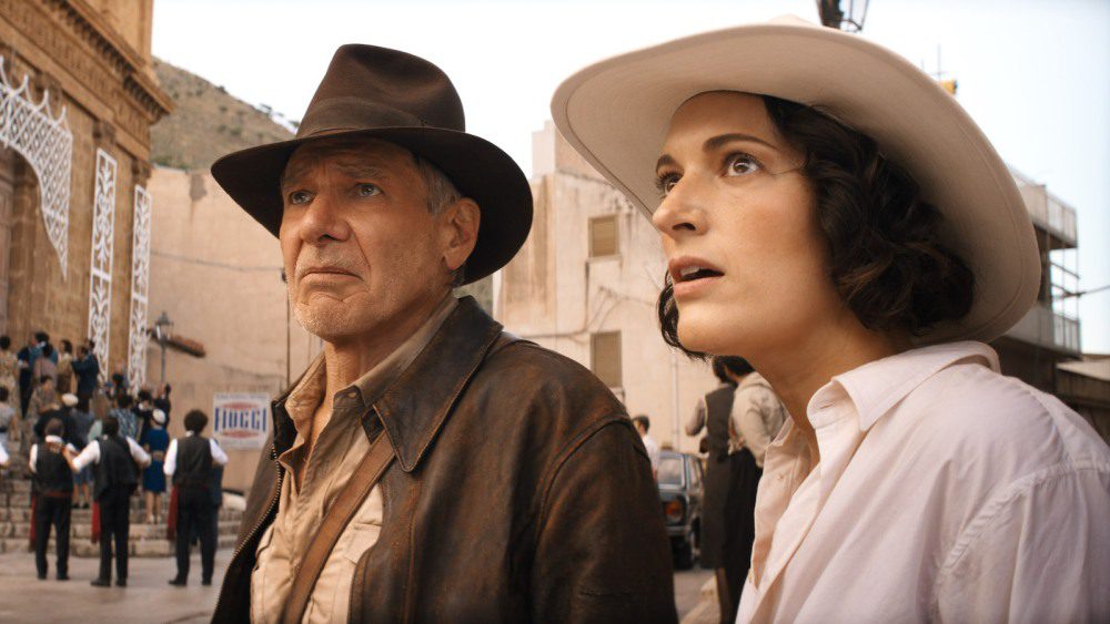 (L-R): Indiana Jones (Harrison Ford) and Helena (Phoebe Waller-Bridge) in Lucasfilm's INDIANA JONES AND THE DIAL OF DESTINY. ©2023 Lucasfilm Ltd. & TM. All Rights Reserved.