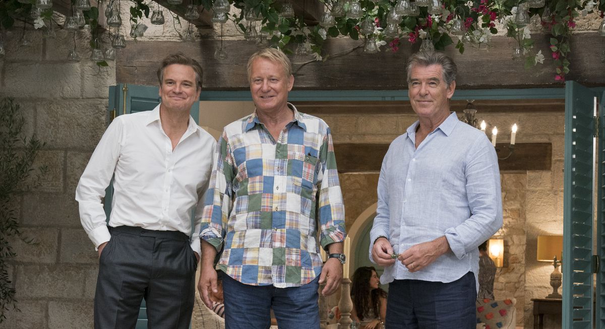 Colin Firth, Stellan Skarsgard et Pierce Brosnan.