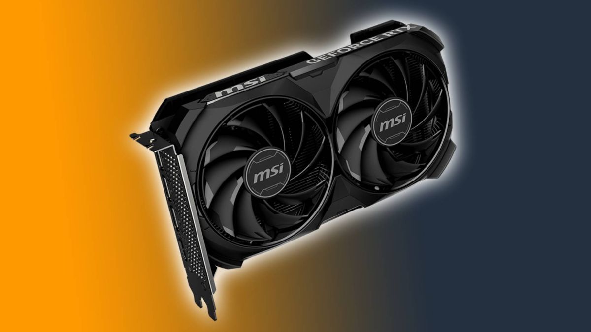 Nvidia RTX 4060 with navy and orange backdrop