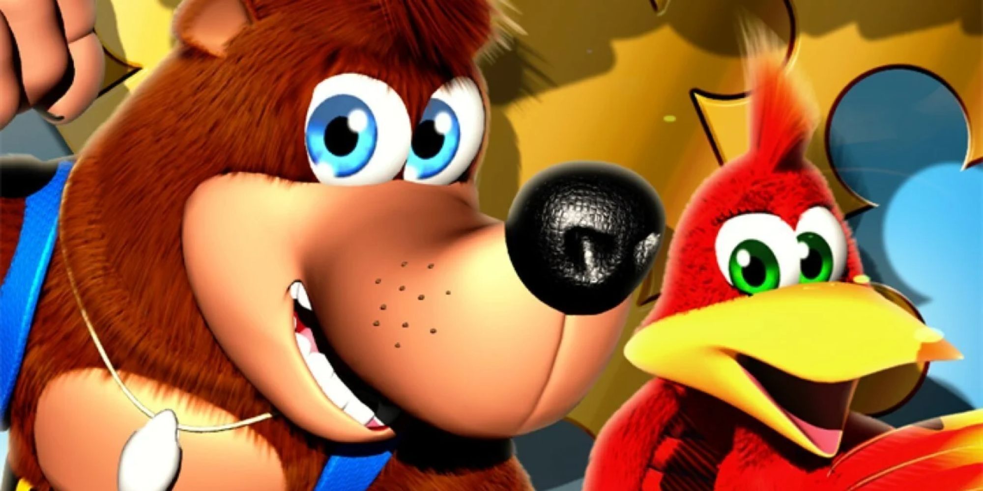 Banjo et Kazooie sourient largement.