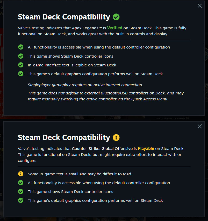 Steam Deck vérifié ou jouable