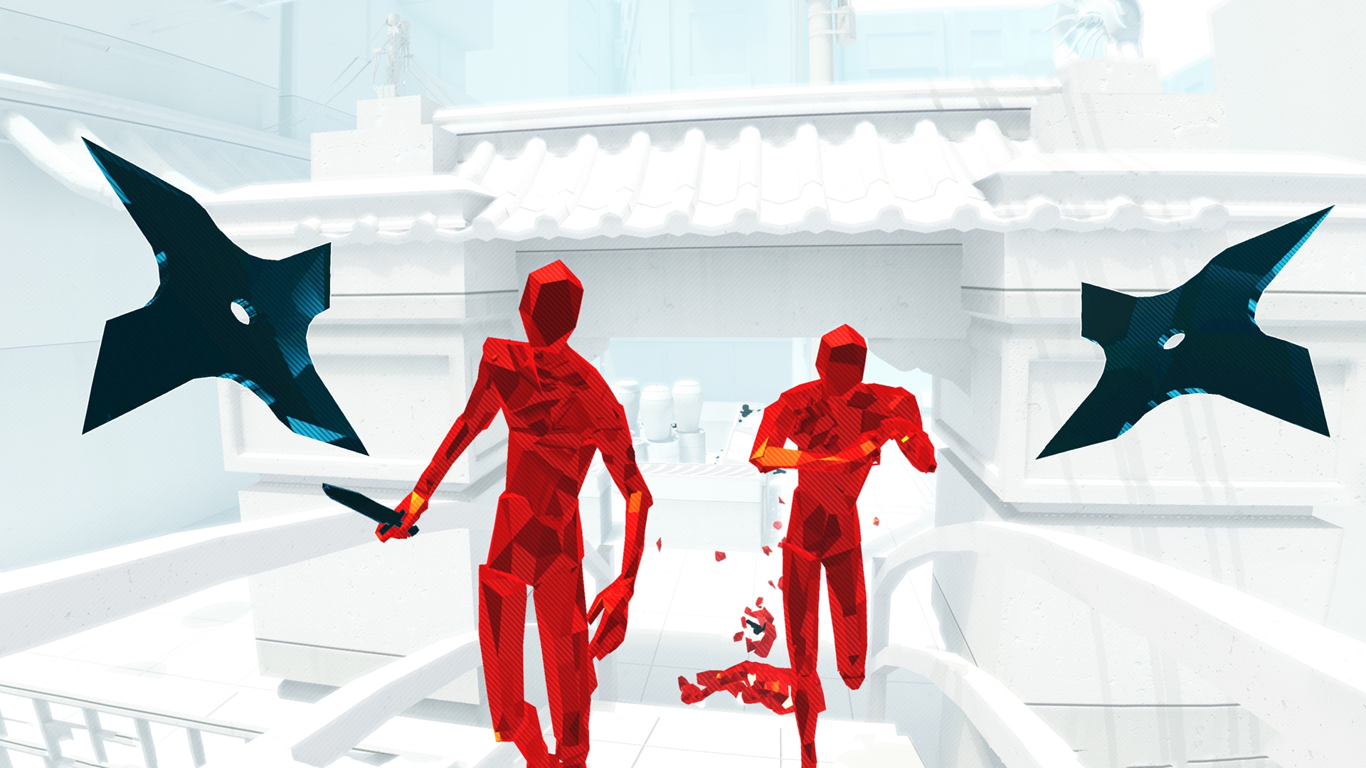 Lancer des étoiles et des silhouettes rouges vous menace dans l'un des meilleurs jeux VR, Superhot VR