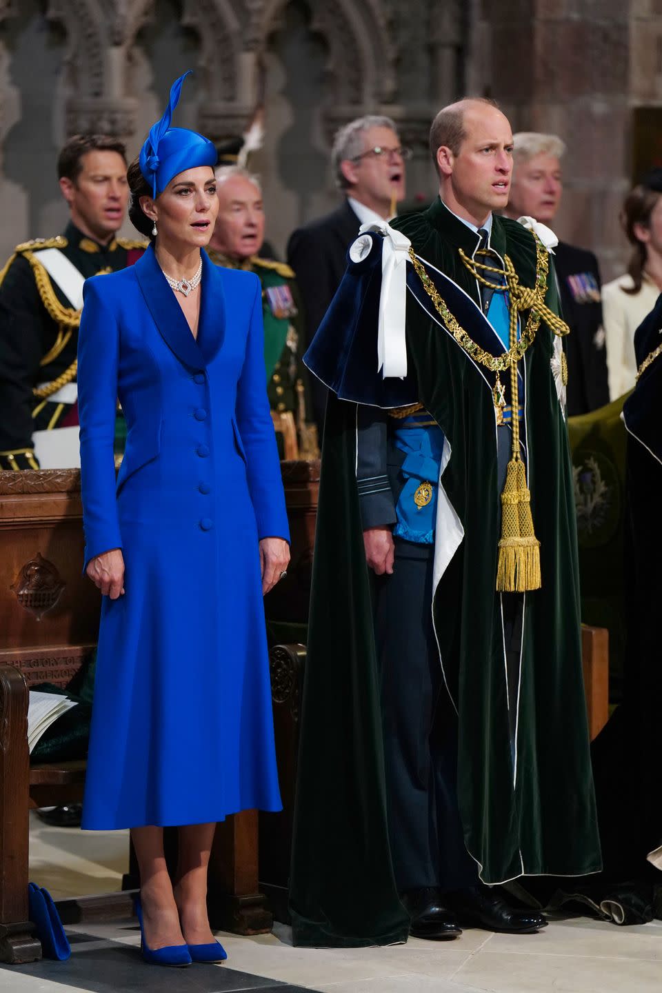 édimbourg, écosse 05 juillet catherine, princesse de galles, connue sous le nom de duchesse de rothesay en écosse et le prince william, prince de galles, connu sous le nom de duc de rothesay en écosse assistent au service national d'action de grâces et de dédicace pour le roi charles iii et reine camilla, et la présentation des honneurs de l'écosse, à st giles & # 39;  cathédrale le 5 juillet 2023 à edimbourg, ecosse pendant le service d'action de grâce et de dédicace pour le couronnement du roi charles iii et de la reine camilla, les honneurs d'ecosse les joyaux de la couronne écossaise sont présentés au nouveau roi le service est basé sur un service similaire tenu à st giles'  Il y a 70 ans pour marquer le couronnement de la reine Elizabeth II mais contrairement au service de 1953, la pierre du destin, sur laquelle les anciens rois écossais étaient couronnés, sera présente dans la cathédrale photo de jane barlow poolgetty images