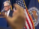 Le président de la Réserve fédérale, Jerome Powell, assiste à la conférence de presse à la suite d'une réunion du Federal Open Market Committee le 14 juin. 