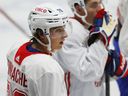 Le choix de première ronde du repêchage des Canadiens David Reinbacher au camp de perfectionnement des Canadiens avec leurs meilleurs espoirs au Complexe sportif Bell à Brossard le dimanche 2 juillet 2023.