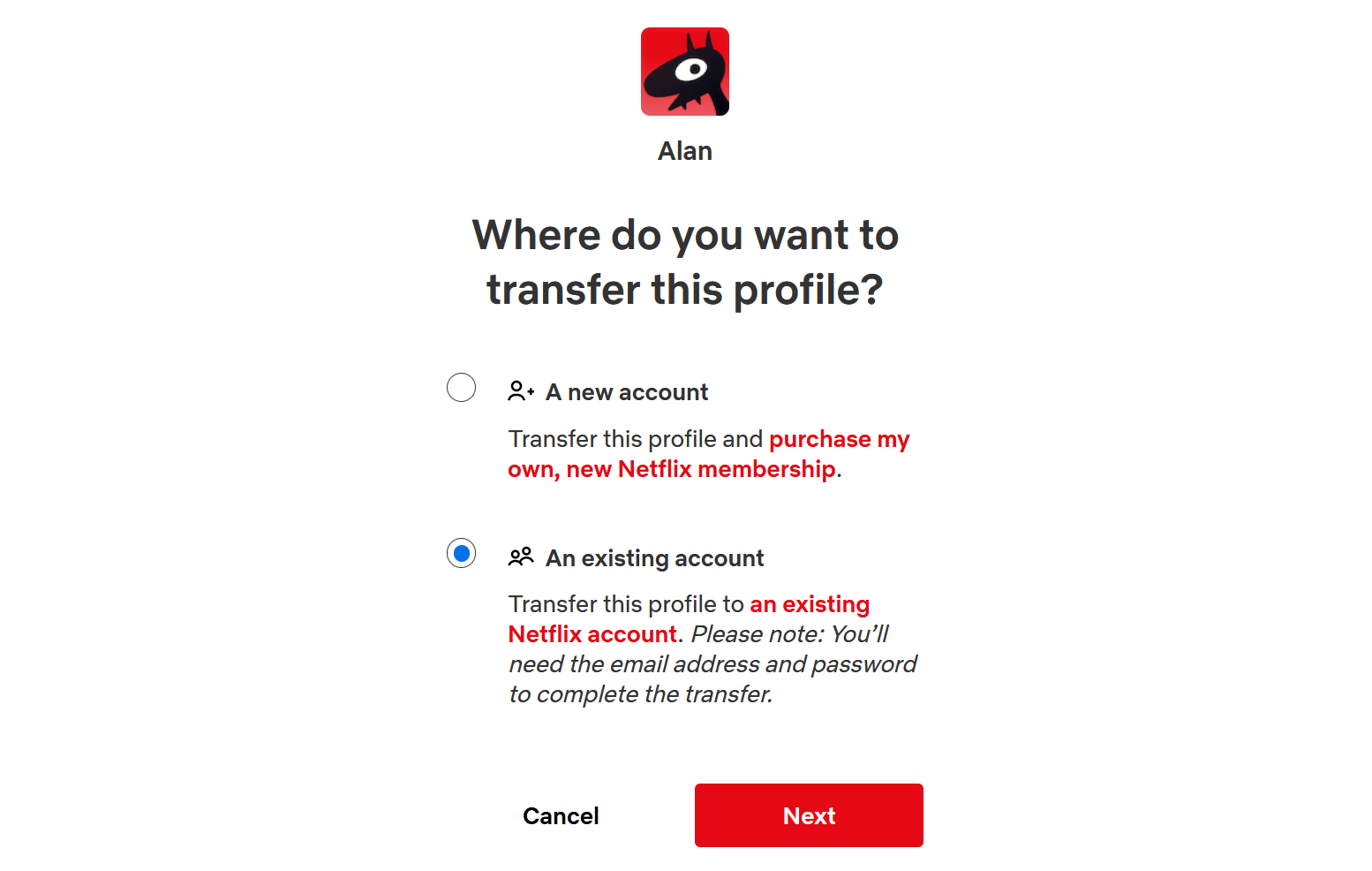 Comment transférer votre profil Netflix vers un compte existant