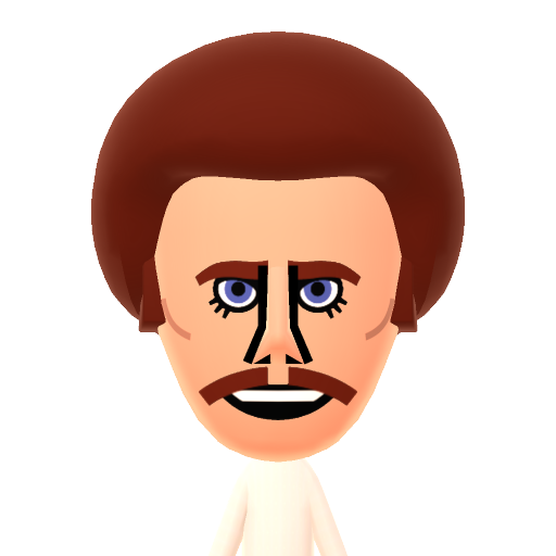 Un Mii avec une coupe afro brune et une grosse moustache semble tout droit sorti des années 70