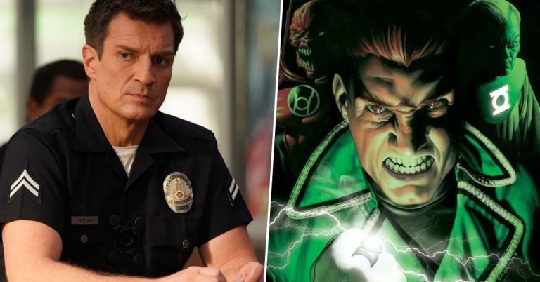 Nathan Fillion and the character he is playing in Superman: Legacy, Guy Gardner.