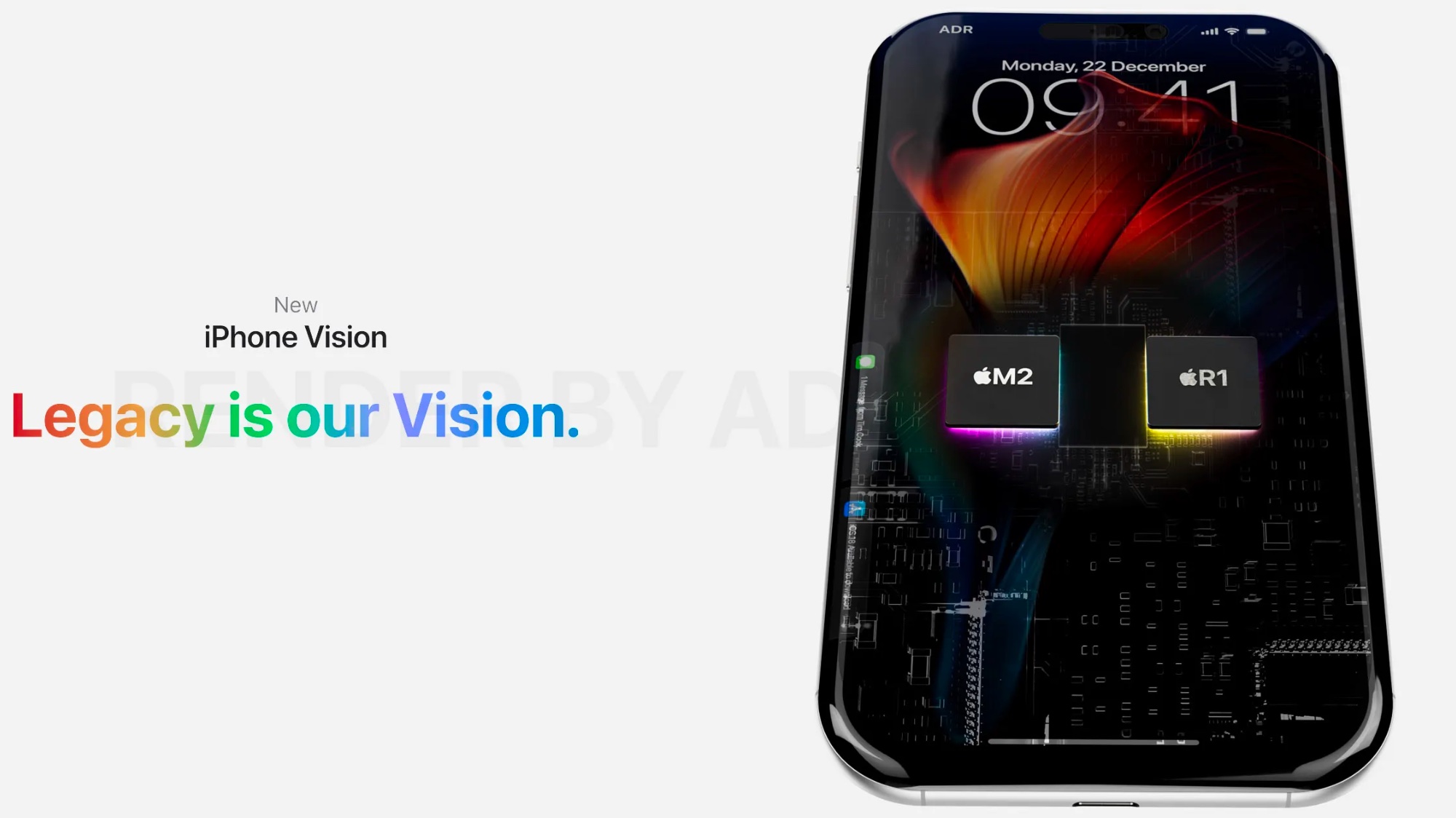 Puces iPhone Vision concept R1 et M2