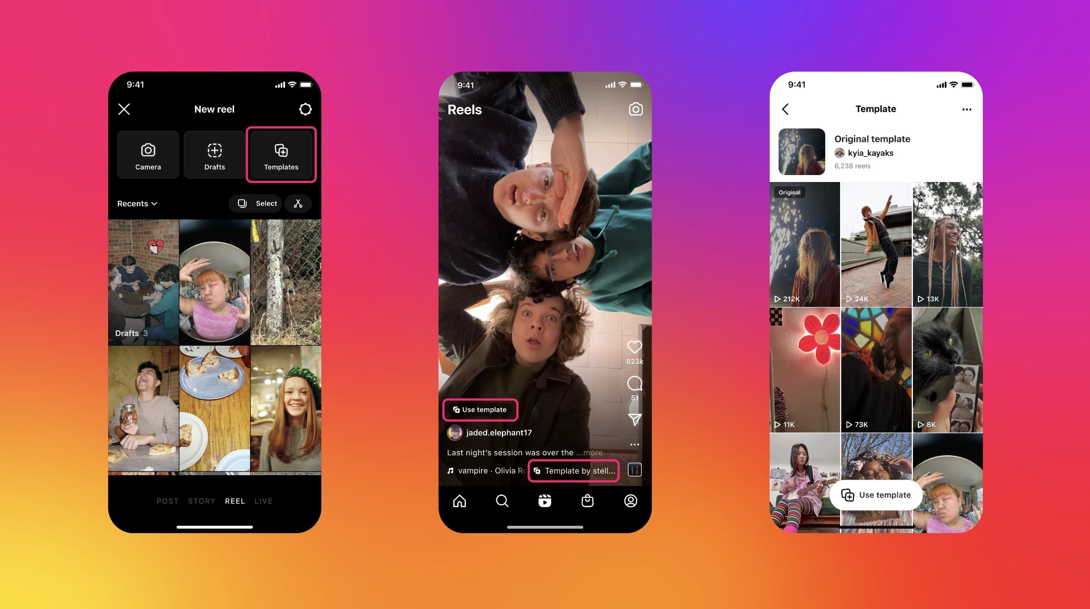 Nouveaux modèles de bobines d'Instagram