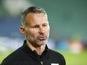 L'entraîneur du Pays de Galles Ryan Giggs s'entretient avec les médias avant le match de football de l'UEFA Nations League entre la Bulgarie et le Pays de Galles au stade national Vassil Levski de Sofia, en Bulgarie, en 2020.