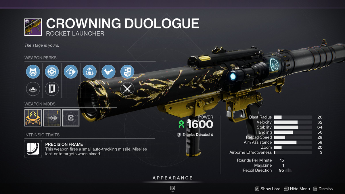 Le nouveau lance-roquettes Crowning Duologue Strand de l'événement Solstice 2023 de Destiny 2