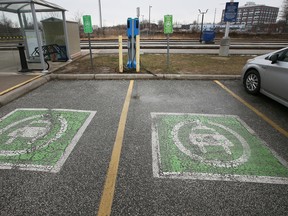 Une borne de recharge pour VÉ à Windsor, en Ontario.