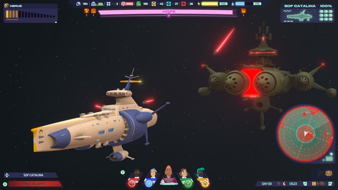 Deux vaisseaux spatiaux engagés au combat dans Jumplight Odyssey