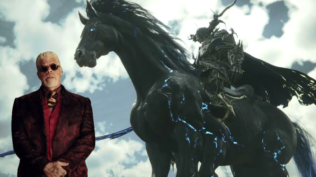 Final Fantasy XVI Odin nettoyage du caca de cheval FFXVI FF16 Hannibal Chau Ron Perlman Pacific Rim Eikon nettoyage