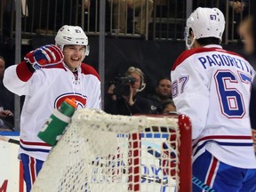 Alex Galchenyuk et Max Pacioretty célèbrent un but