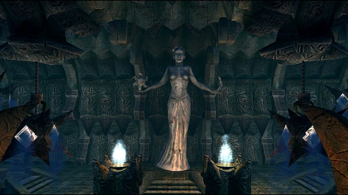 A statue of Azura at her shrine