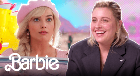 Greta Gerwig talking Barbie starring Margot Robbie.