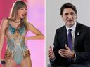 La chanteuse pop Taylor Swift et le premier ministre Justin Trudeau.