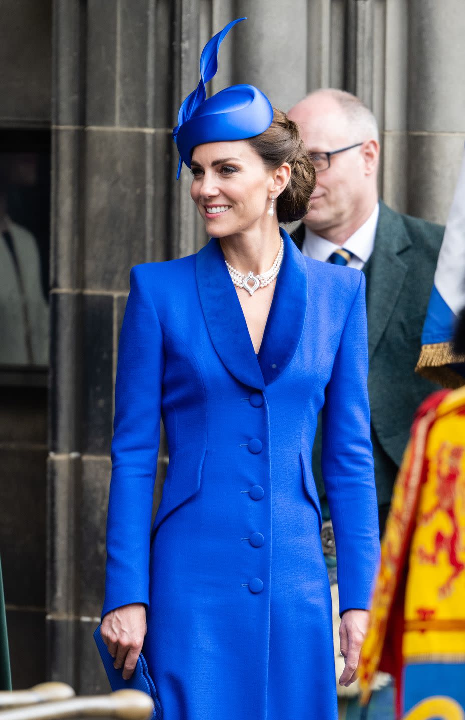 édimbourg, écosse 05 juillet catherine, princesse de galles, connue sous le nom de duchesse de rothesay alors qu'en écosse quitte un service national d'action de grâces et de dédicace au couronnement du roi charles iii et de la reine camilla à la cathédrale st giles le 05 juillet 2023 à édimbourg, l'ecosse pendant le service d'action de grâce et de dédicace pour le couronnement du roi charles iii et de la reine camilla, les honneurs de l'ecosse les joyaux de la couronne écossaise sont présentés au nouveau roi le service est basé sur un service similaire tenu à st giles il y a 70 ans pour marquer le couronnement de la reine elizabeth ii mais contrairement au service de 1953, la pierre du destin, sur laquelle les anciens rois écossais étaient couronnés, sera présente dans la cathédrale photo de samir husseinwireimage