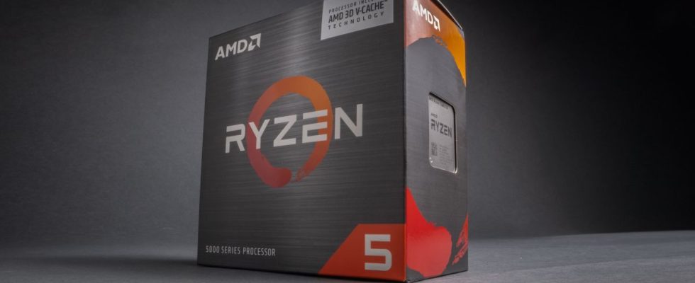 An AMD Ryzen 5 5600X3D in retail packaging.