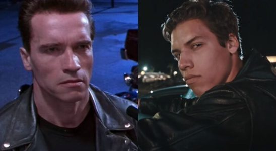 Arnold Schwarzenegger in Terminator and his son Joseph Baena in short film remake Bad To The Bone