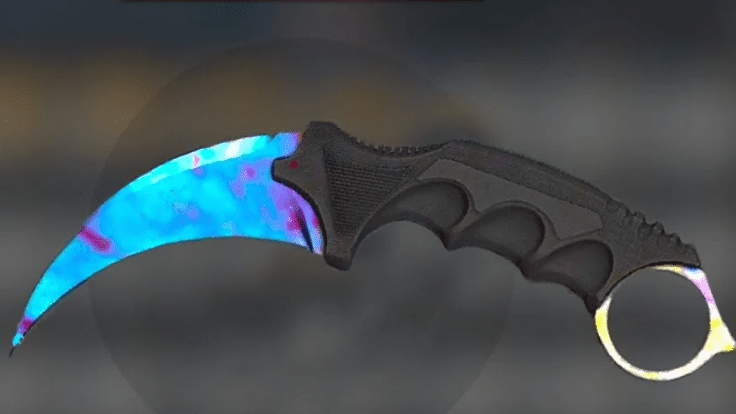 Blue gem Karambit knife in CSGO