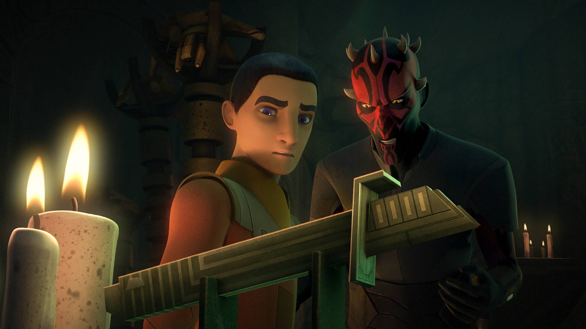 Ezra Bridger et Dark Maul dans Star Wars Rebels