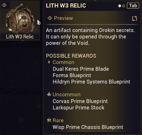 Lith W3 Relique Warframe