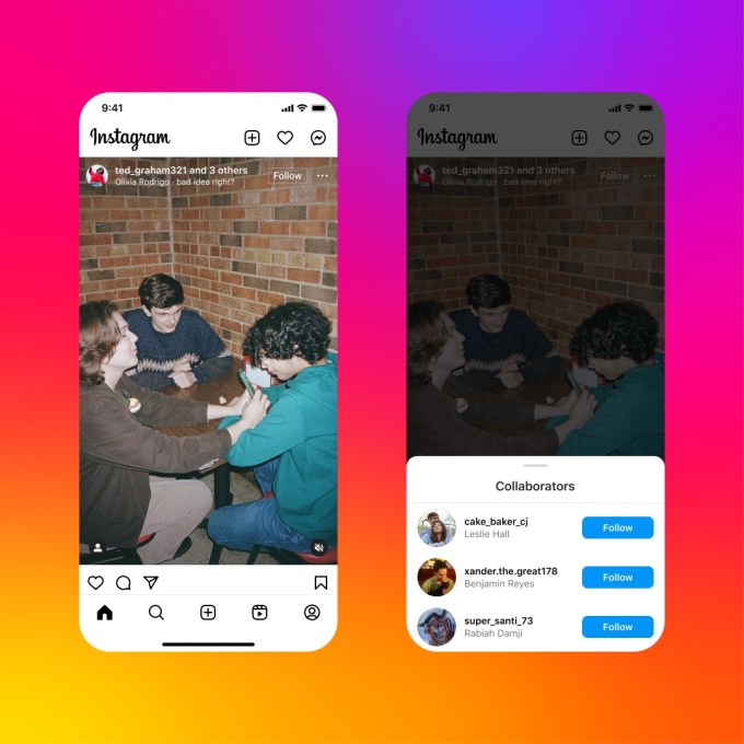 Instagram vous permet désormais d'ajouter jusqu'à trois collaborateurs sur votre publication