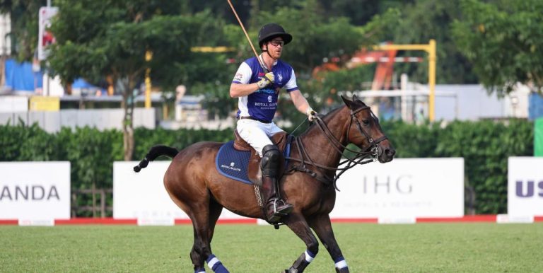 Le prince Harry joue au polo à Singapour pour un match caritatif annuel