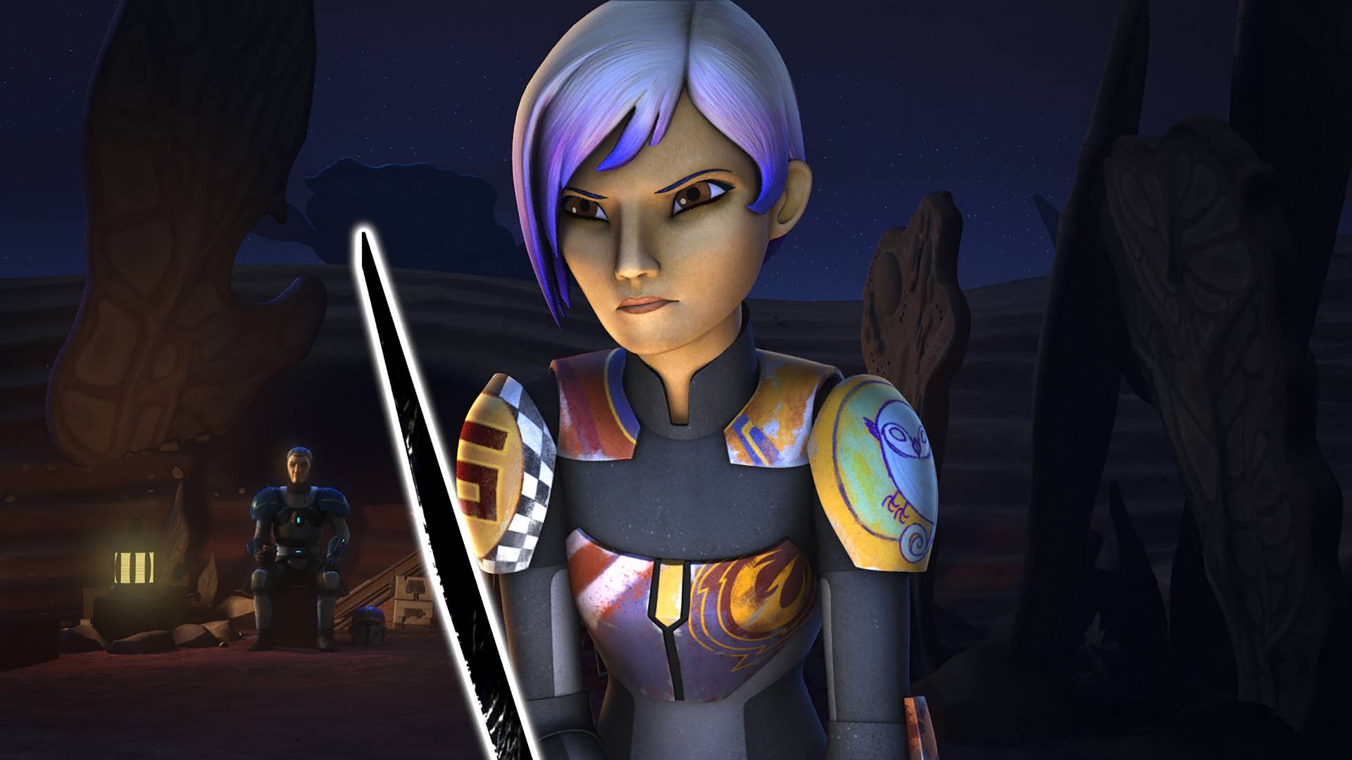 Sabine Wren avec le Darksaber dans Star Wars Rebels