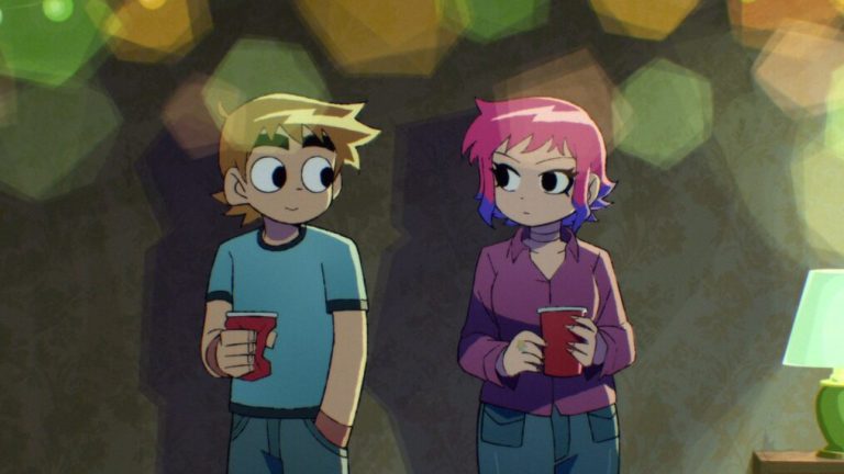 Michael Cera as Scott Pilgrim and Mary Elizabeth Winstead as Ramona Flowers in 