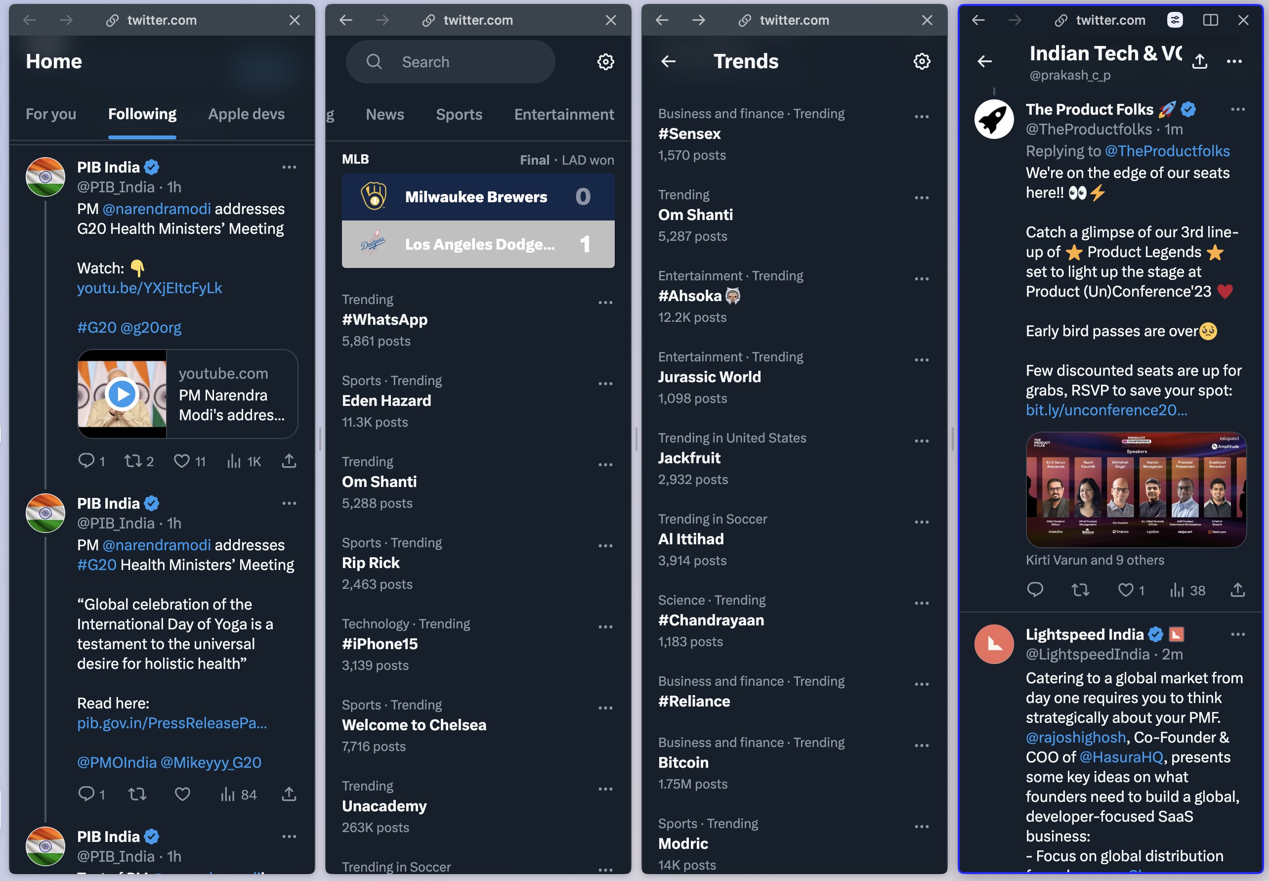 Une version piratée ensemble de TweetDeck dans le navigateur Arc.