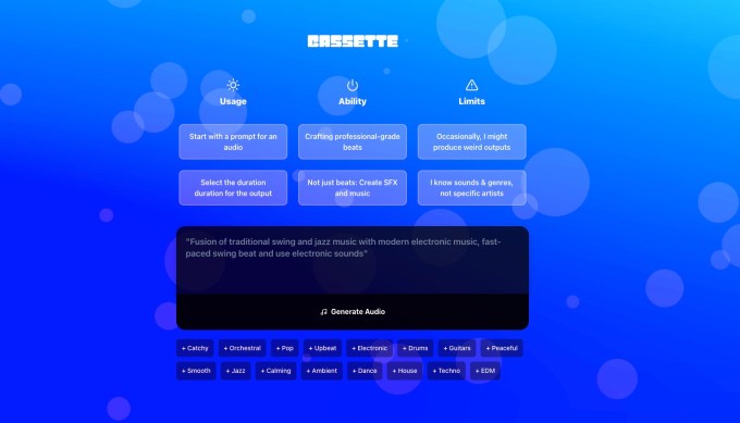 Interface de génération de musique pour Cassatte AI