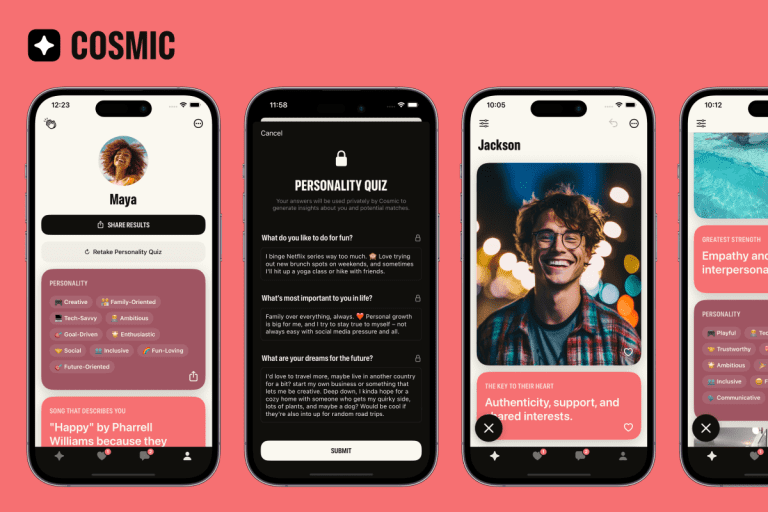 L’application de rencontres gratuite Cosmic utilise des quiz de personnalité pour créer un profil pour vous