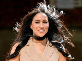 Meghan Markle, duchesse de Sussex, arrive à rencontrer des universitaires et des étudiants lors d'une table ronde sur l'accès des femmes à l'enseignement supérieur avec l'Association des universités du Commonwealth, à l'Université de Johannesburg, Johannesburg, Afrique du Sud, le 1er octobre 2019.