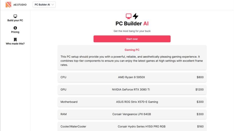 AI PC Building Site crée des listes de pièces avec des prix farfelus, prend une éternité