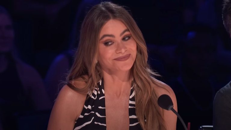 A screenshot of Sofia Vergara jokingly looking a little sly on America