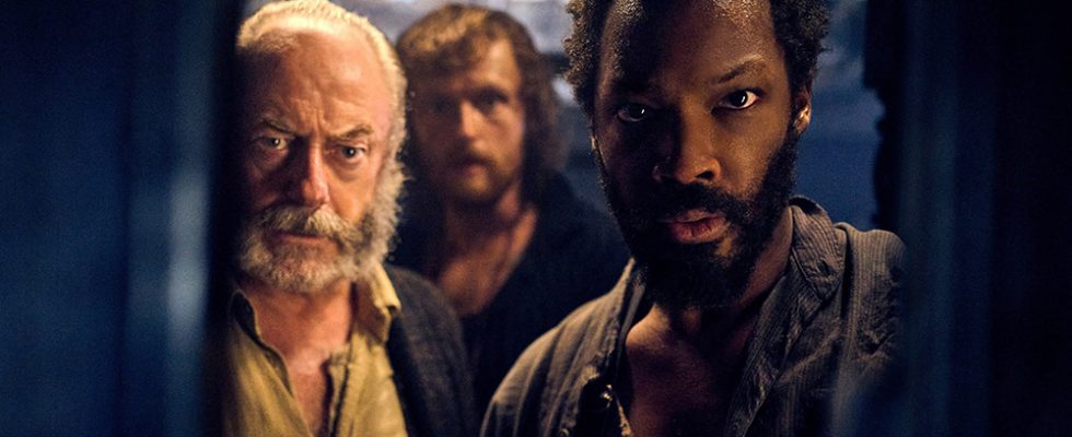 THE LAST VOYAGE OF THE DEMETER, from left: Liam Cunningham, Chris Walley, Corey Hawkins, 2023. ph: Rainer Bajo / © Universal Pictures / Courtesy Everett Collection