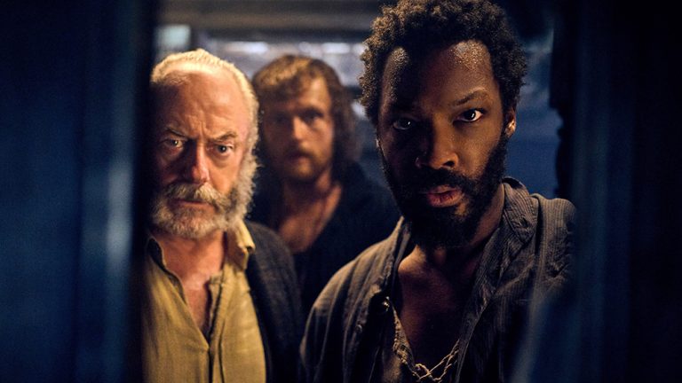 THE LAST VOYAGE OF THE DEMETER, from left: Liam Cunningham, Chris Walley, Corey Hawkins, 2023. ph: Rainer Bajo / © Universal Pictures / Courtesy Everett Collection